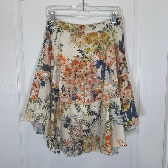 Anthropologie Ranna Gill Floral Gardin Botanical Skirt Lace Trim Handkerchief 6 - Picture 7 of 7